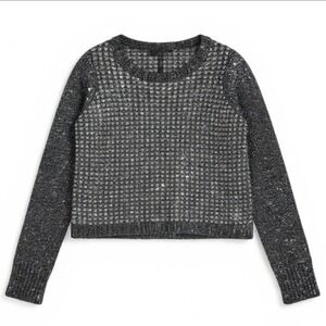 AQUA Metallic Trim Chunky Knit‎ Pullover Sweater Women's Size XS